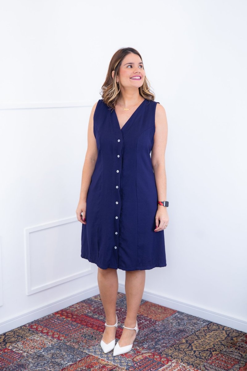 Vestido Vanessa – Midi Regata Ajustável em Viscose Marrant - Naguirre Shop