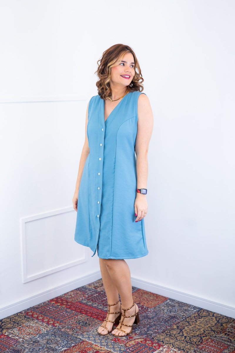 Vestido Vanessa – Midi Regata Ajustável em Viscose Marrant - Naguirre Shop