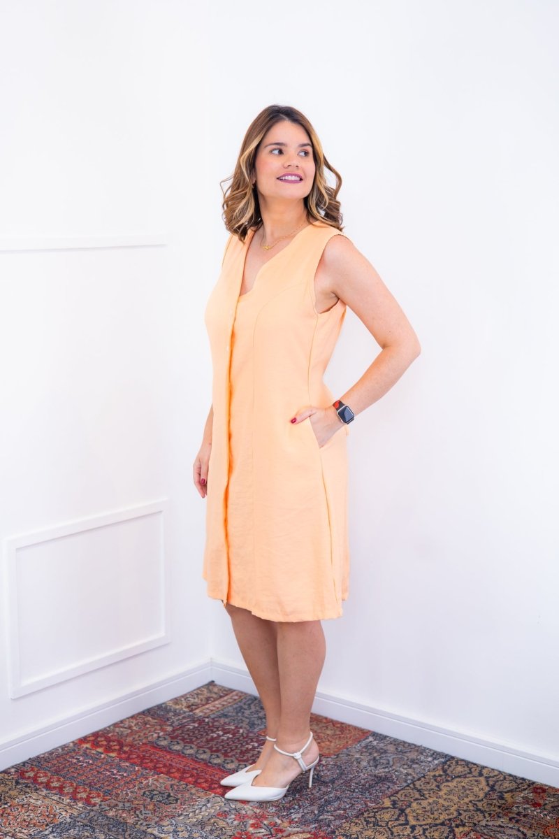 Vestido Vanessa – Midi Regata Ajustável em Viscose Marrant - Naguirre Shop