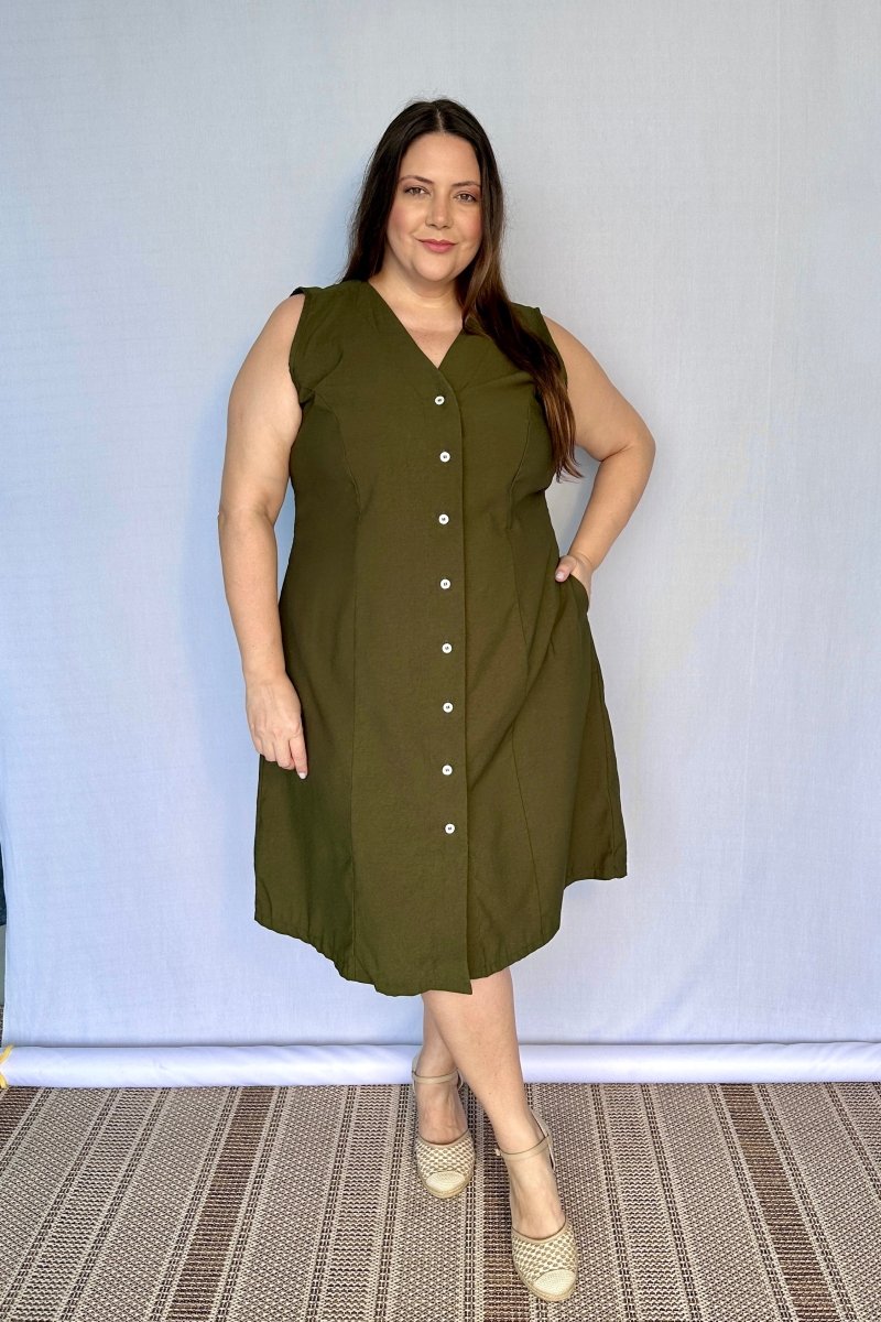 Vestido Vanessa – Midi Regata Ajustável em Viscose Marrant - Naguirre Shop