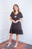 Vestido Verona - Babado Gola V e Manga Curta - Naguirre Shop