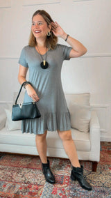 Vestido Verona - Babado Gola V e Manga Curta - Naguirre Shop