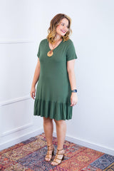 Vestido Verona - Babado Gola V e Manga Curta - Naguirre Shop