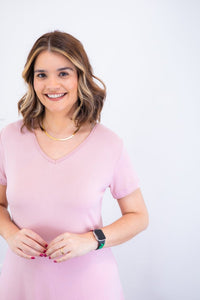 Vestido Verona - Babado Gola V e Manga Curta - Naguirre Shop