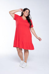 Vestido Verona - Babado Gola V e Manga Curta - Naguirre Shop