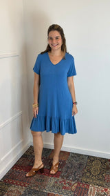 Vestido Verona - Babado Gola V e Manga Curta - Naguirre Shop