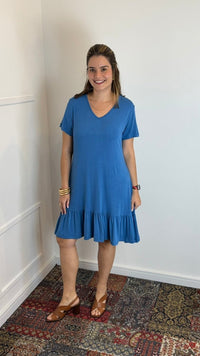Vestido Verona - Babado Gola V e Manga Curta - Naguirre Shop