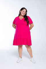 Vestido Verona - Babado Gola V e Manga Curta - Naguirre Shop