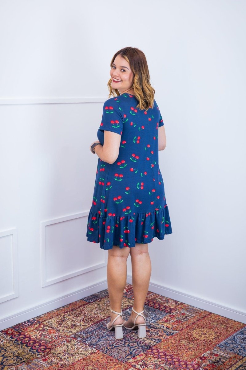 Vestido Verona - Babado Gola V e Manga Curta - Naguirre Shop