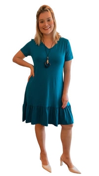 Vestido Verona - Babado Gola V e Manga Curta - Naguirre Shop