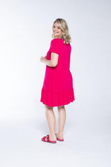 Vestido Verona - Babado Gola V e Manga Curta - Naguirre Shop