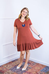 Vestido Verona - Babado Gola V e Manga Curta - Naguirre Shop