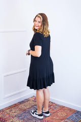 Vestido Verona - Babado Gola V e Manga Curta - Naguirre Shop