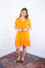 Vestido Verona - Babado Gola V e Manga Curta - Naguirre Shop