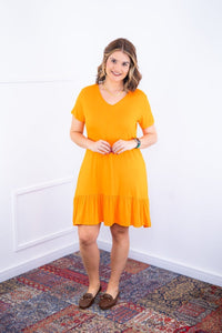 Vestido Verona - Babado Gola V e Manga Curta - Naguirre Shop