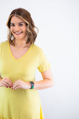 Vestido Verona - Babado Gola V e Manga Curta - Naguirre Shop