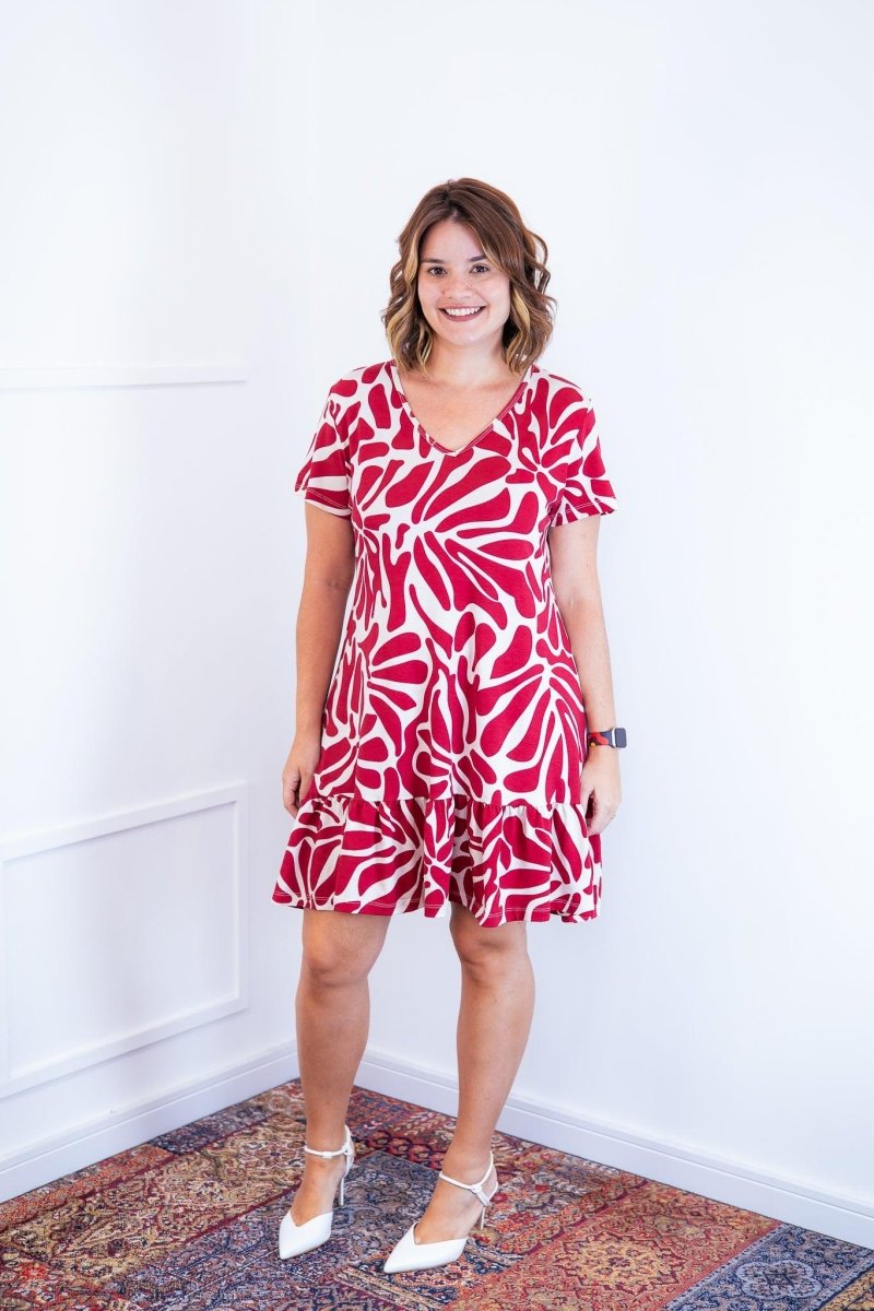 Vestido Verona - Babado Gola V e Manga Curta - Naguirre Shop
