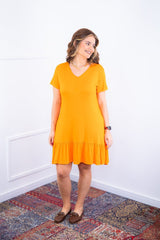 Vestido Verona - Babado Gola V e Manga Curta - Naguirre Shop