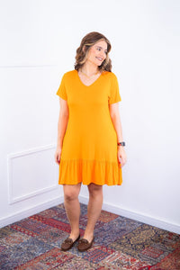 Vestido Verona - Babado Gola V e Manga Curta - Naguirre Shop