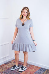 Vestido Verona - Babado Gola V e Manga Curta - Naguirre Shop