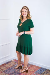 Vestido Verona - Babado Gola V e Manga Curta - Naguirre Shop