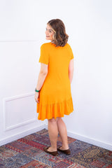 Vestido Verona - Babado Gola V e Manga Curta - Naguirre Shop