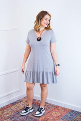 Vestido Verona - Babado Gola V e Manga Curta - Naguirre Shop