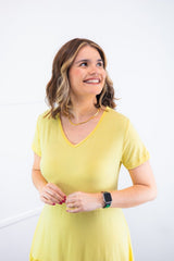 Vestido Verona - Babado Gola V e Manga Curta - Naguirre Shop