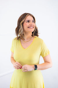 Vestido Verona - Babado Gola V e Manga Curta - Naguirre Shop