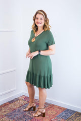 Vestido Verona - Babado Gola V e Manga Curta - Naguirre Shop