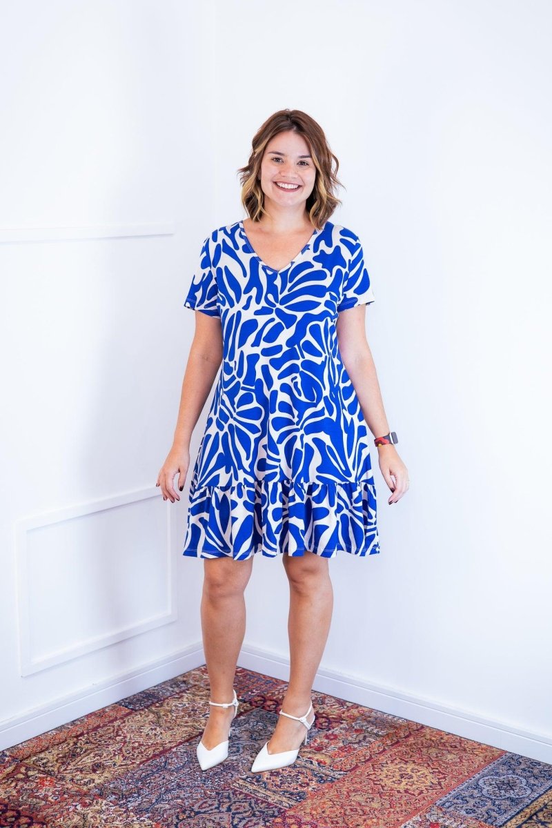 Vestido Verona - Babado Gola V e Manga Curta - Naguirre Shop