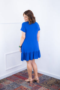 Vestido Verona - Babado Gola V e Manga Curta - Naguirre Shop