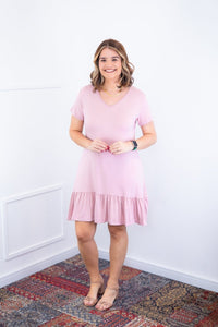 Vestido Verona - Babado Gola V e Manga Curta - Naguirre Shop