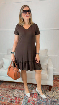 Vestido Verona - Babado Gola V e Manga Curta - Naguirre Shop