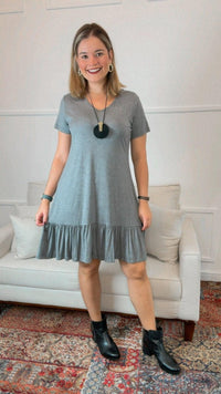Vestido Verona - Babado Gola V e Manga Curta - Naguirre Shop