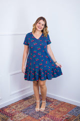 Vestido Verona - Babado Gola V e Manga Curta - Naguirre Shop