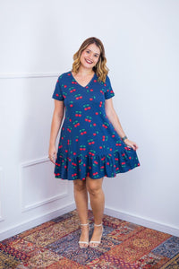 Vestido Verona - Babado Gola V e Manga Curta - Naguirre Shop