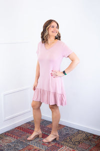 Vestido Verona - Babado Gola V e Manga Curta - Naguirre Shop