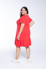 Vestido Verona - Babado Gola V e Manga Curta - Naguirre Shop