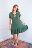 Vestido Verona - Babado Gola V e Manga Curta - Naguirre Shop