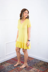 Vestido Verona - Babado Gola V e Manga Curta - Naguirre Shop