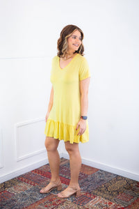 Vestido Verona - Babado Gola V e Manga Curta - Naguirre Shop
