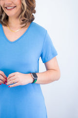 Vestido Verona - Babado Gola V e Manga Curta - Naguirre Shop