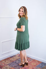 Vestido Verona - Babado Gola V e Manga Curta - Naguirre Shop