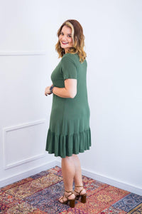 Vestido Verona - Babado Gola V e Manga Curta - Naguirre Shop