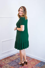 Vestido Verona - Babado Gola V e Manga Curta - Naguirre Shop