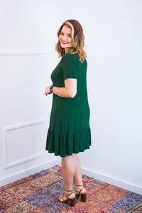 Vestido Verona - Babado Gola V e Manga Curta - Naguirre Shop