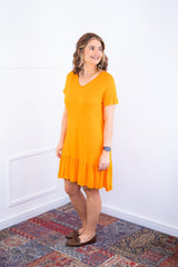 Vestido Verona - Babado Gola V e Manga Curta - Naguirre Shop