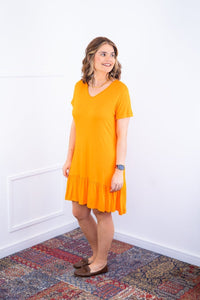 Vestido Verona - Babado Gola V e Manga Curta - Naguirre Shop