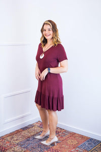 Vestido Verona - Babado Gola V e Manga Curta - Naguirre Shop